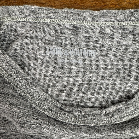 ZADIG&VOLTAIRE | Amber Lin Word Linen T-Shirt Size S - Picture 8 of 10